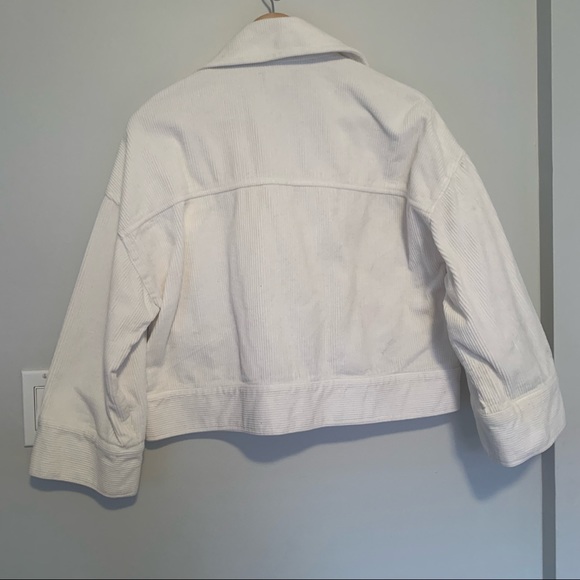 ZARA White Corduroy Cropped Jacket - Picture 2 of 3
